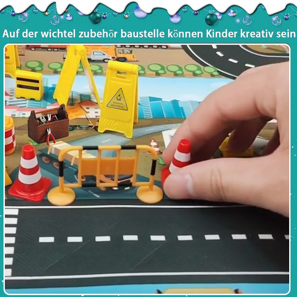 Décennie s de route miniatures de chantier de gnome bricolage, ensemble de jouets de construction de gnome, décoration de Noël, 20 pièces