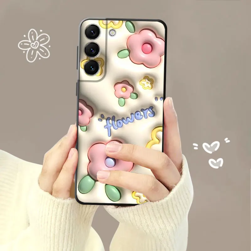 Sweer Luck Tulip Flower Smile 3D Vision Case For Samsung Galaxy S24 S23 S22 S21 S20 FE Ultra S10 Plus Note 20Ultra 10Plus