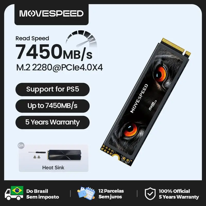 To MOVESPEED 7450MB/s SSD NVMe M.2 2280 4TB 2TB 1TB Internal Solid State Hard Disk M2 PCIe 4.0x4 2280 SSD Drive for PS5 Laptop