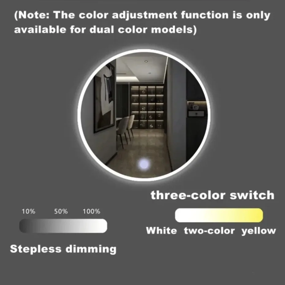 DC 12V 24V Mirror Touch Switch Bathroom Mirror Makeup Mirror LED Monochrome Tricolor Electrodeless Dimming Mirror Switch Adjusta