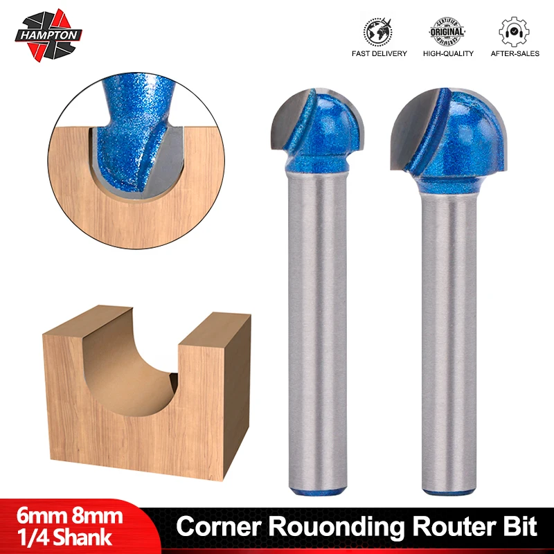 

6mm 8mm 1/4 Shank Corner Round Router Bit 1/4 Radius Round bottom knife Wood Trimmer Cutter for CNC Woodworking Tool