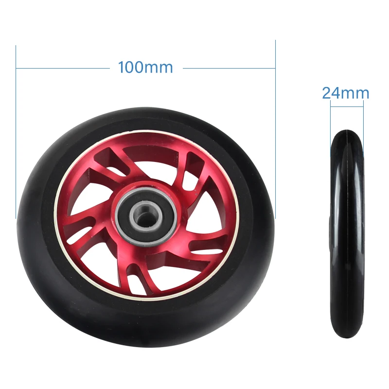 100mm Scooter Wheels Replacement with Bearings Aluminum Wear-Resistant PU Stunt Scooter Parts Kick Scooter Accessories 2pcs/set