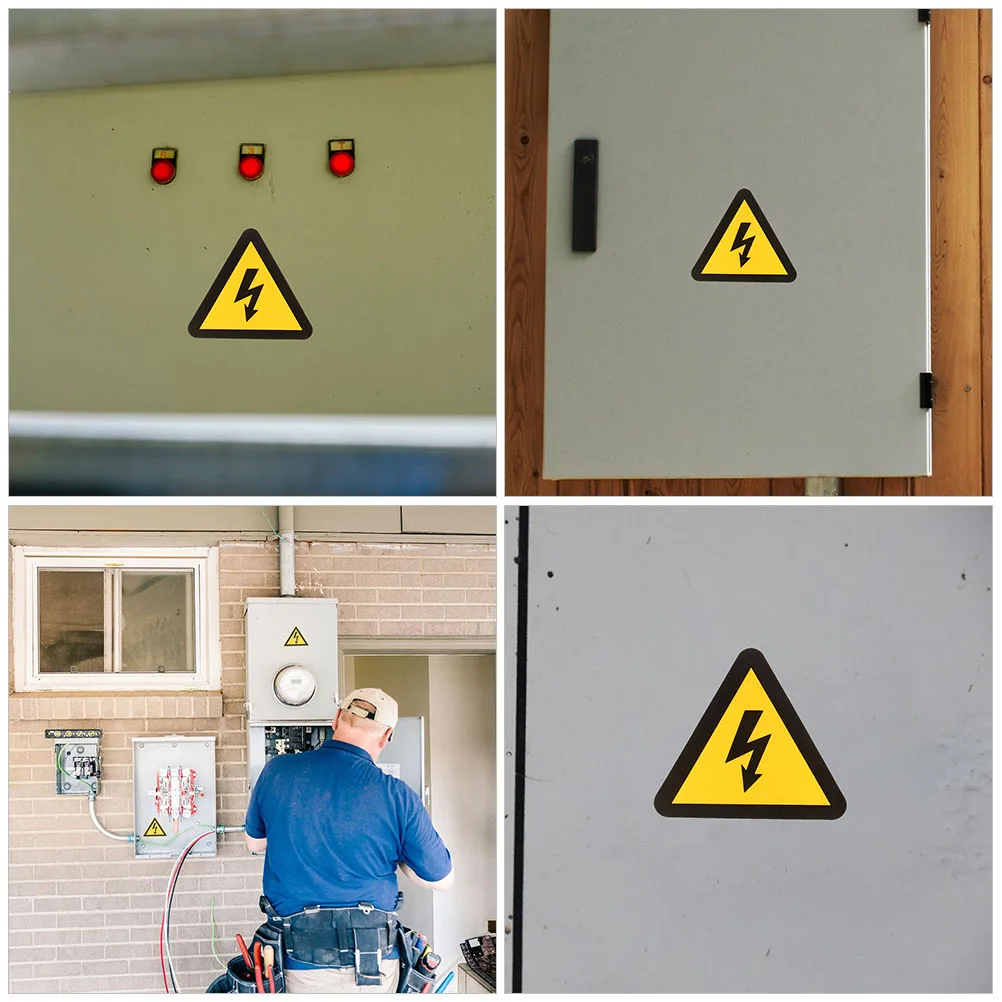 25 Sheets High Voltage Warning Signs Stickers Decals Electric Shock Safety Labels For Panel Box Door Wall Glass Metal Easy Peel