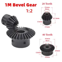 1Pcs Single 1:2 Bevel Gear 1Mod 20Teeth 40Teeth Transmission Gear / 90 Degrees Bore 6mm 8mm 10mm 12mm 14mm 15mm