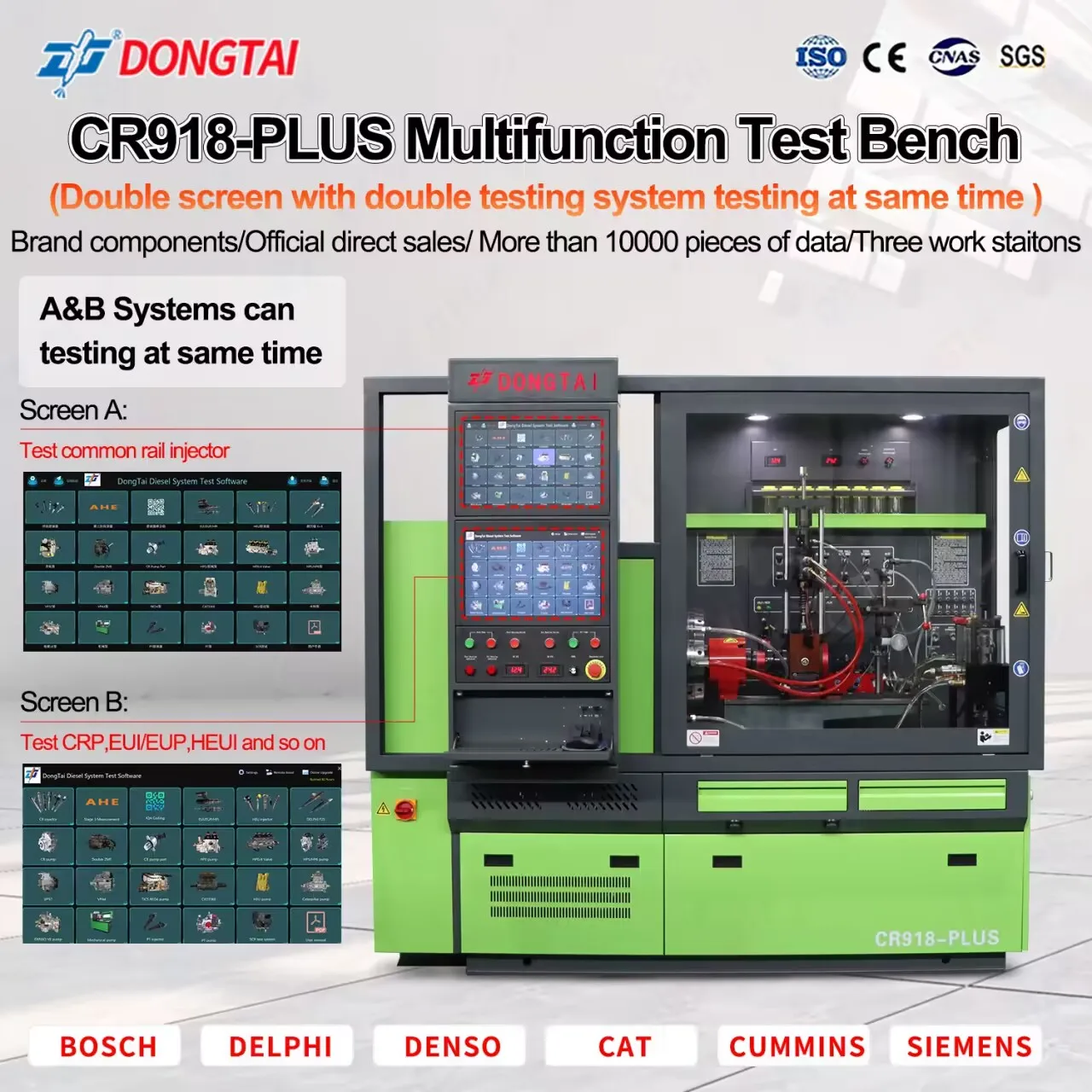 DONGTAI CR918 CR918PLUS  CR918-PLUS Multifunctional test bench common rail injector and pump test bench HEUI HEUP EUI EUP