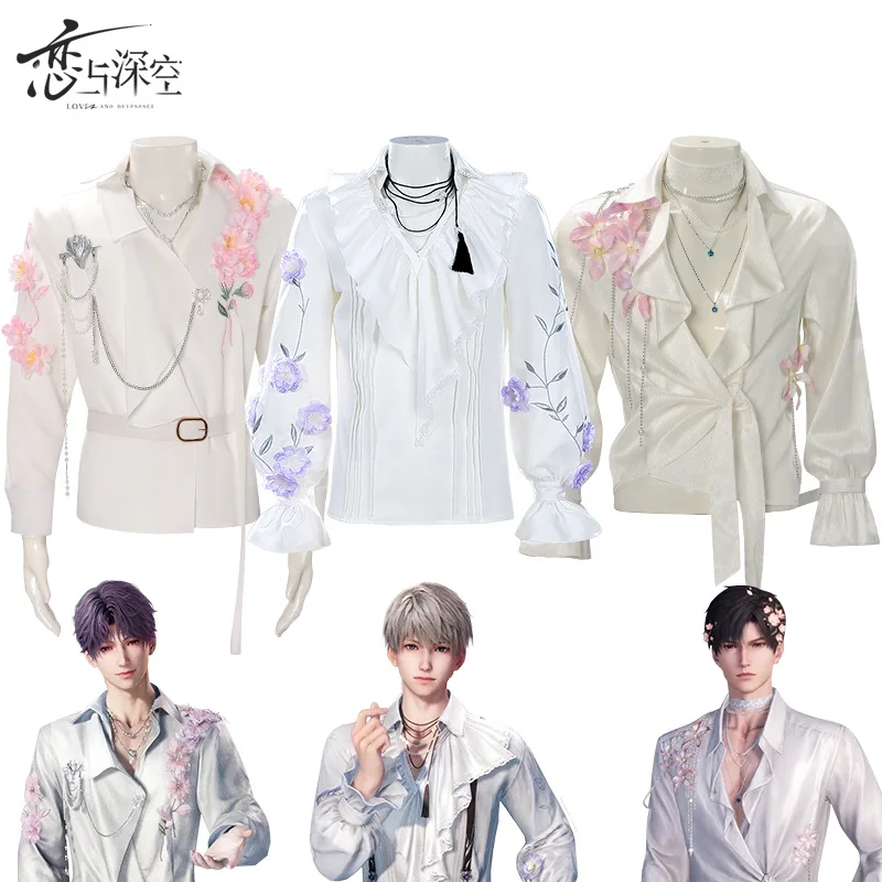 

Game Love and Deepspace Cosplay Costume Xavier Zayne Rafayel Floral Shirts with Accessories Man Halloween Party Dress Up Clothes