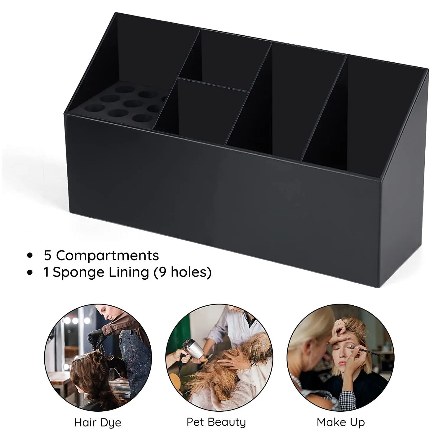 Barber Tool Storage Box 26.5x14cm Black White