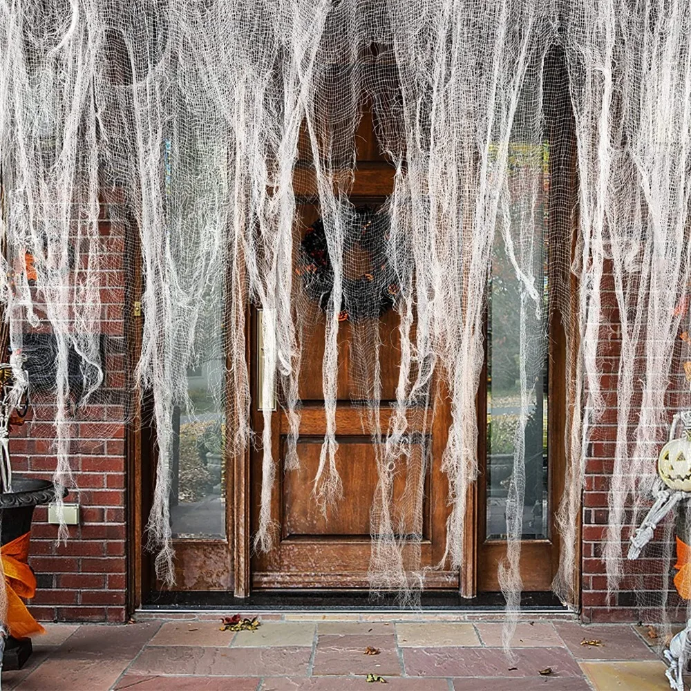 Creepy House Warning Halloween Gauze Props 3/5M/7.6x1.83m Bar Ghost House Gauze DIY Nightclub Ghost Festival Decoration Party