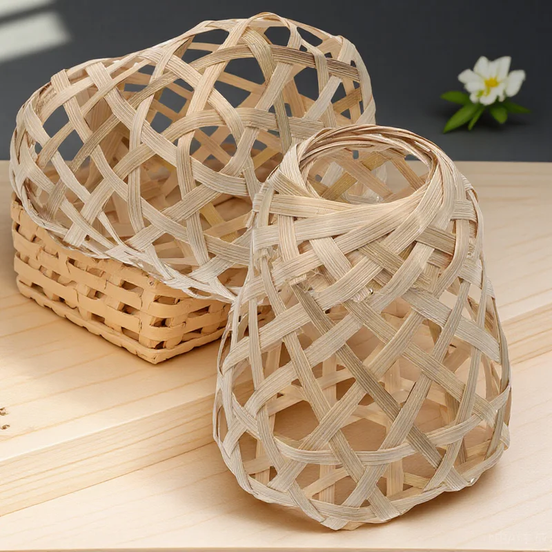 2 قطعة غطاء مصباح الخيزران صغير لجدول الطابق قلادة ضوء ديكور استبدال غطاء المنزل استخدام قفص مصباح الخيزران #6