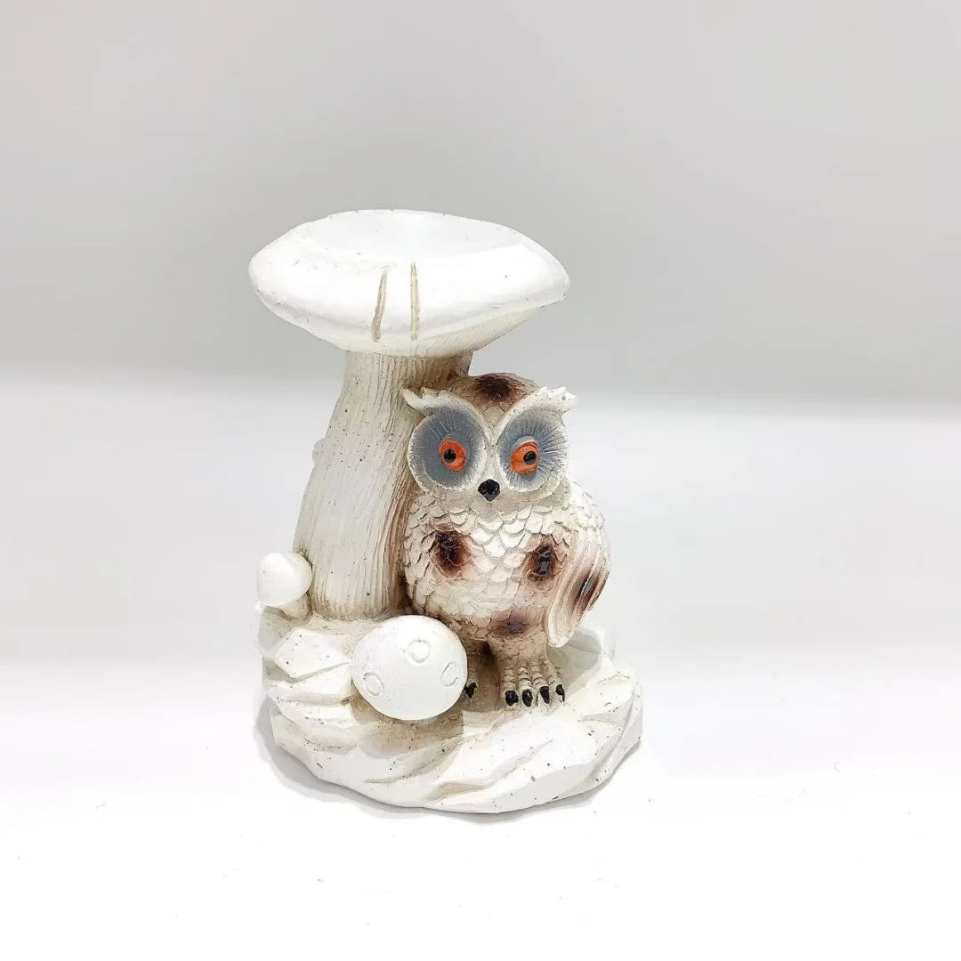 1 قطعة خمسة ألوان من قواعد البومة، قواعد كرة كريستالية من راتينج البومة الفطر، مصنوعات يدوية من الراتنج، ديكورات الأثاث #2