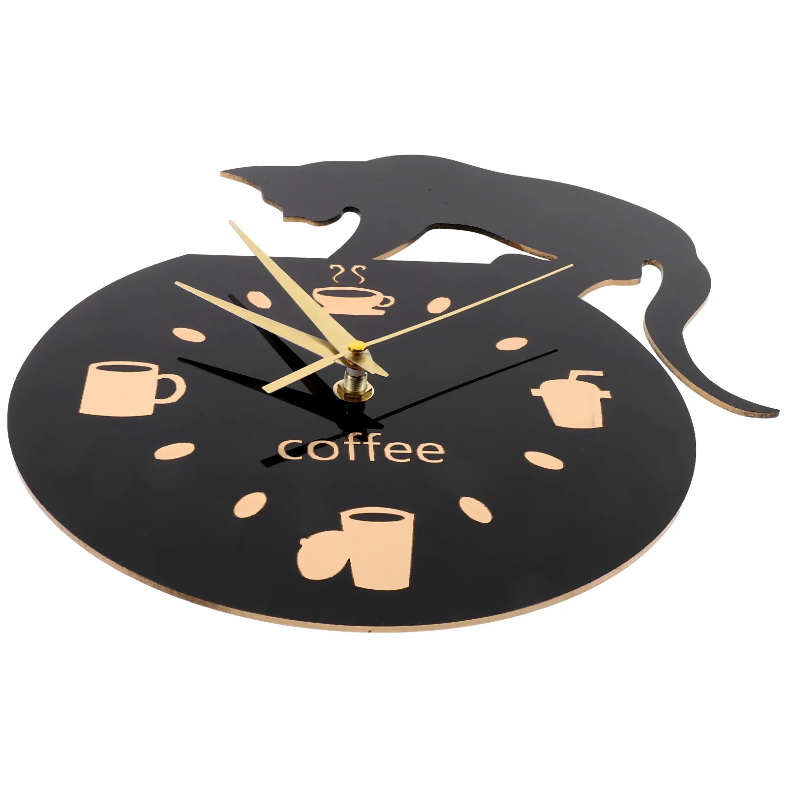 

Climbing Cat Wall Clock Coffee Cup Pattern Silent No Ticking Noise Decor For Bedroom Living Room Kitchen Cartoon
