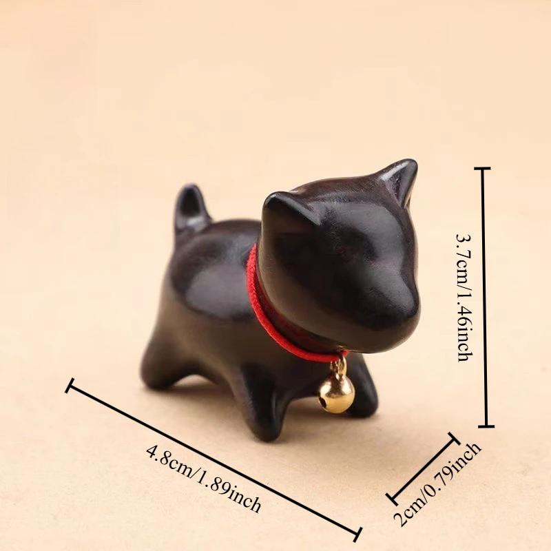 Handmade Green Ebony Wood Puppy Figurines Decoration Cute Retro Style Adorable Home Decor Creative Desk Ornament Unique Present