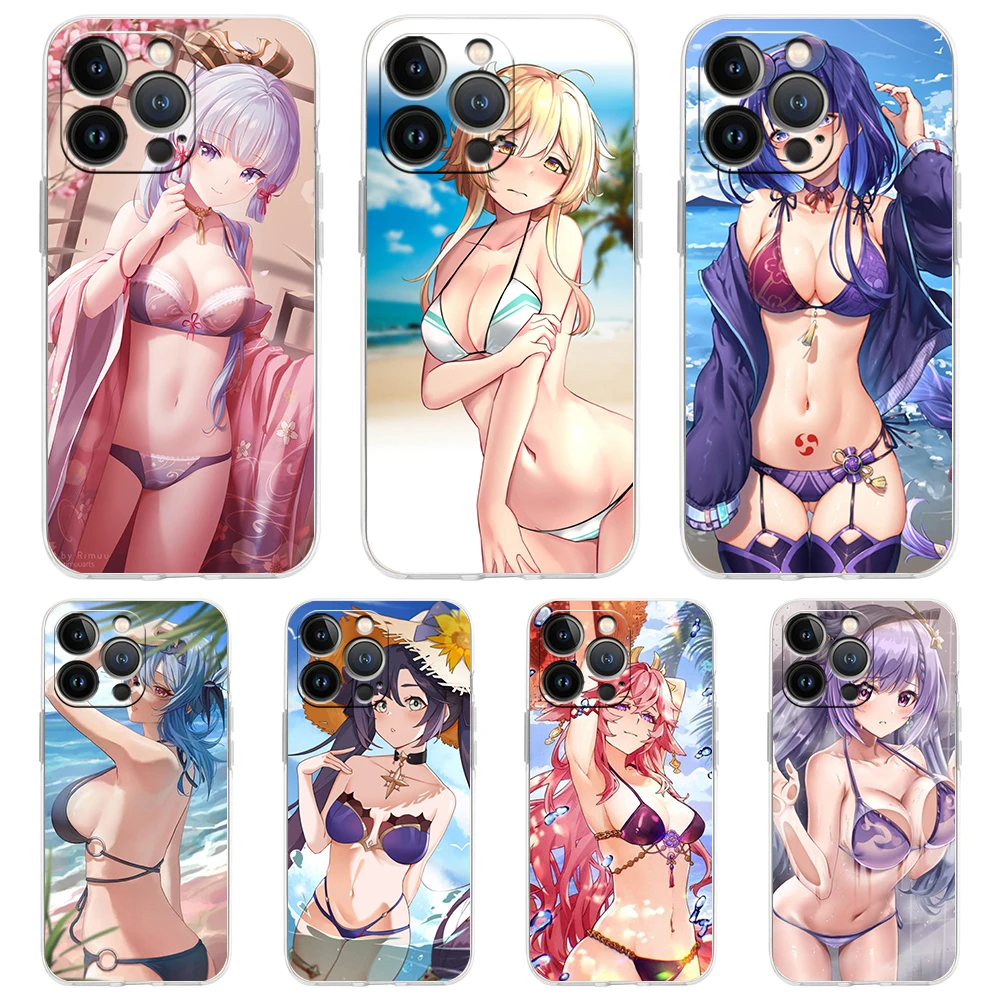 Genshin Impact Hentai сексуальный чехол для телефона iPhone 15 14 13 12 Pro Max 11 Pro Max 7 8 Plus X XS XR SE 2020 прозрачный мягкий чехол