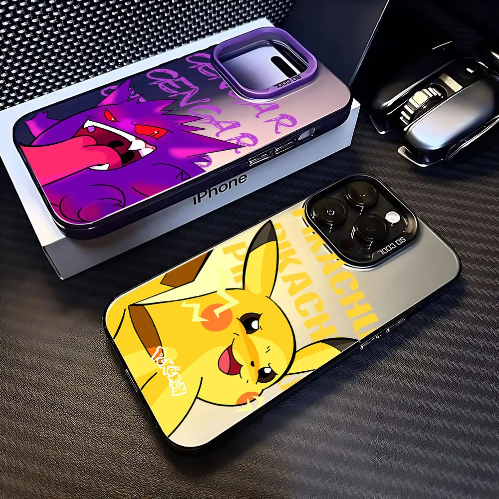 Anime Pokemons Gengar Pikachus Handy hülle für iPhone 15 14 13 12 11 Pro Max XR Xsmax 8 7 plus Süßigkeiten matt stoß feste Rückseite