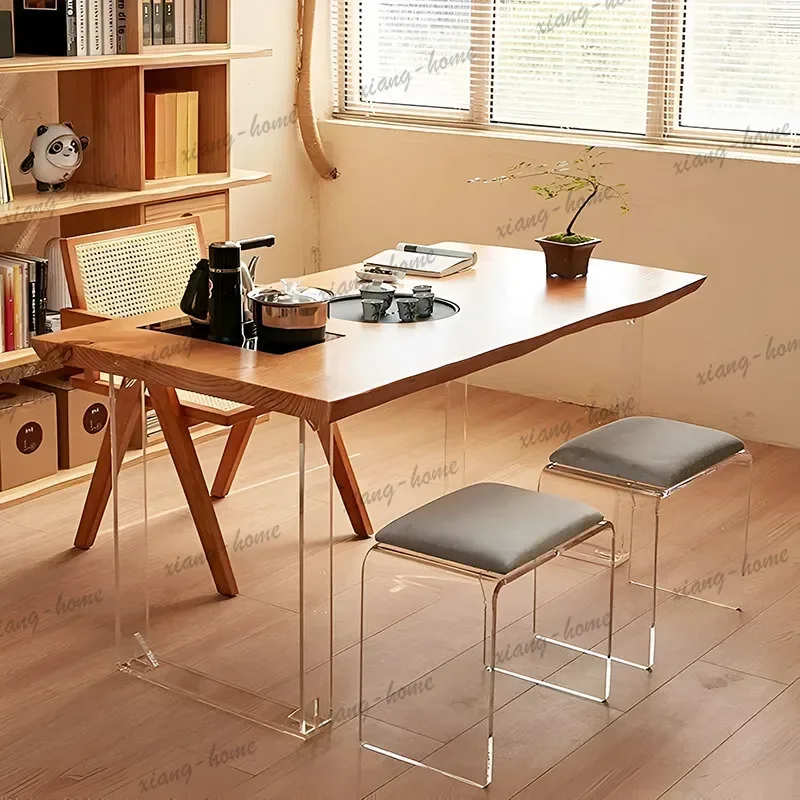 YJ Modern Solid Wood Acrylic Floating Tables Nordic High-end Design Living Room Study Office Desk Home Furniture Tavolo FYFD