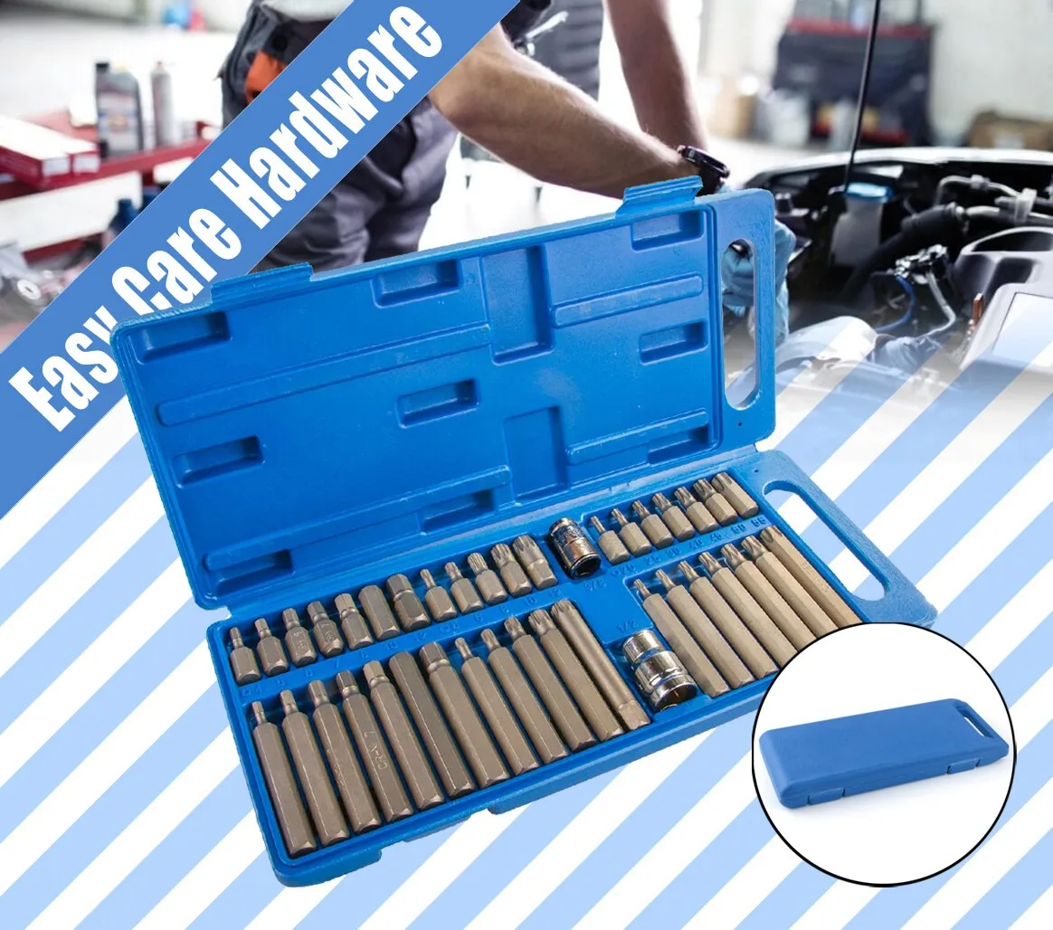 40 Pcs Allen Torx Hex Key Star Spline Bit Set Blow Molded Case 3/8