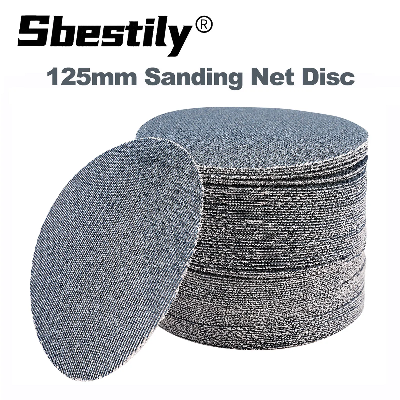 50-Pack 125mm Sandpaper Net Mesh Sanding Discs Hook & Loop Dust-Free Sanding Discs for Metal, Wood , Furniture Polishing