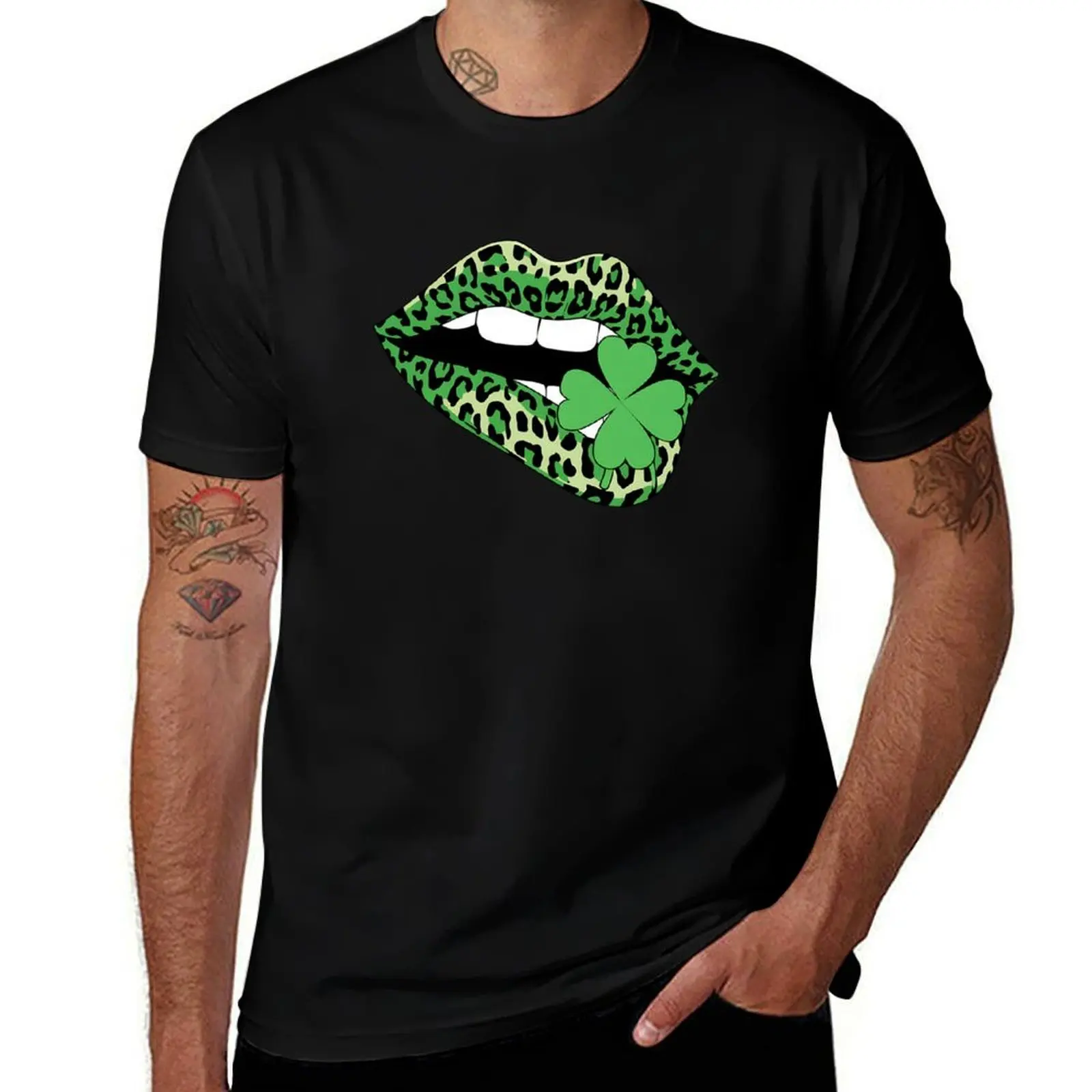 

Зеленая губная помада Shamrock Lip St Patricks Day футболка Роскошная мужская забавная рубашка хлопковая мужская футболка мужские футболки с рисунком забавные