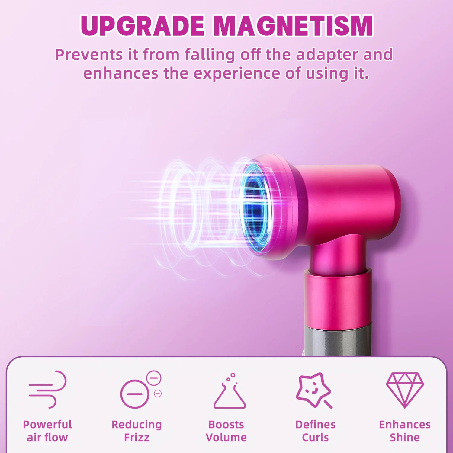 Rose Gold Upgraded Adapter for  Airwrap, Converts Curler to Hair Dryer with Enhanced Airflow