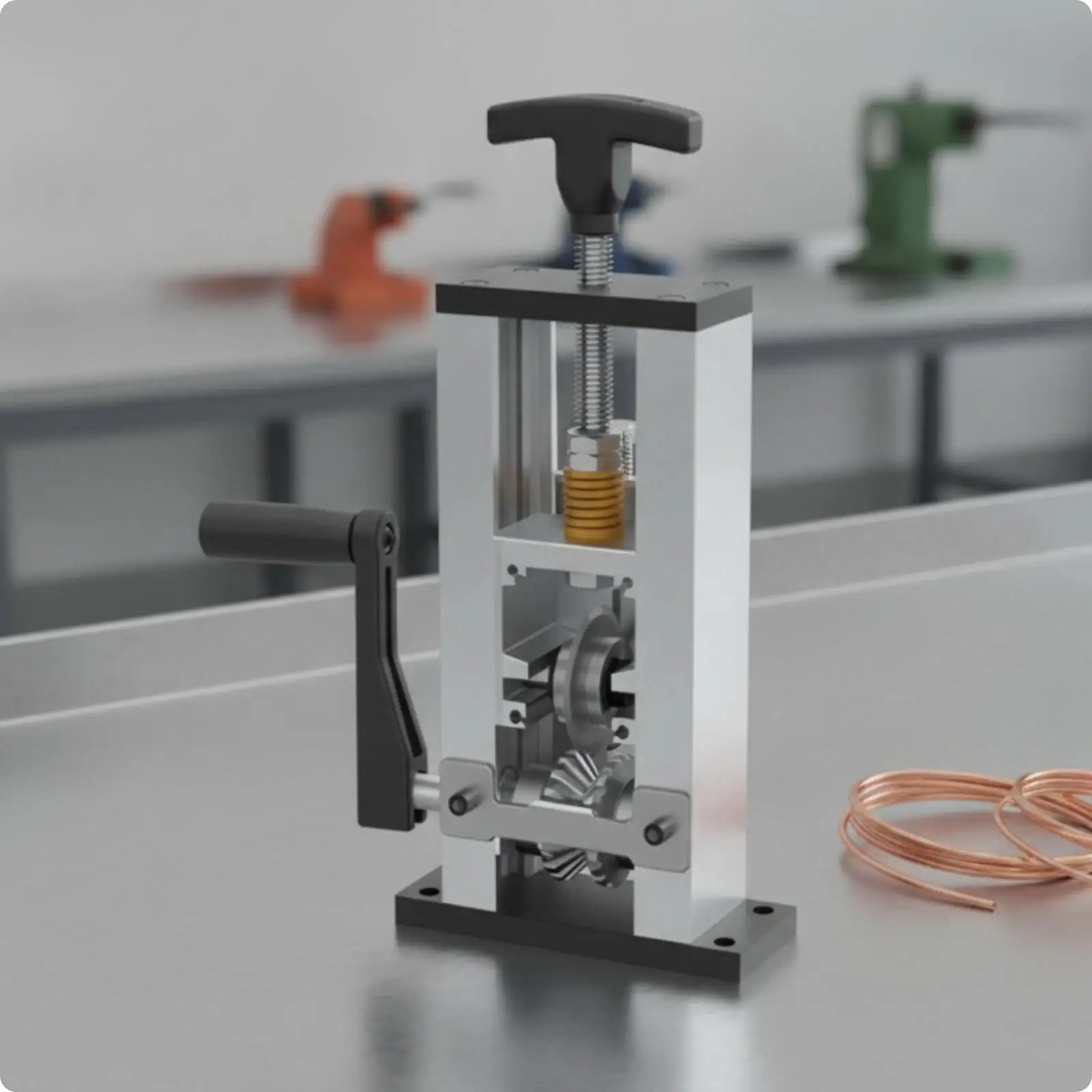 Lightweight Aluminum Wire Insulation Stripper with V Groove Feed Roller for Manual or Drill Powered Scrap Wire Processing