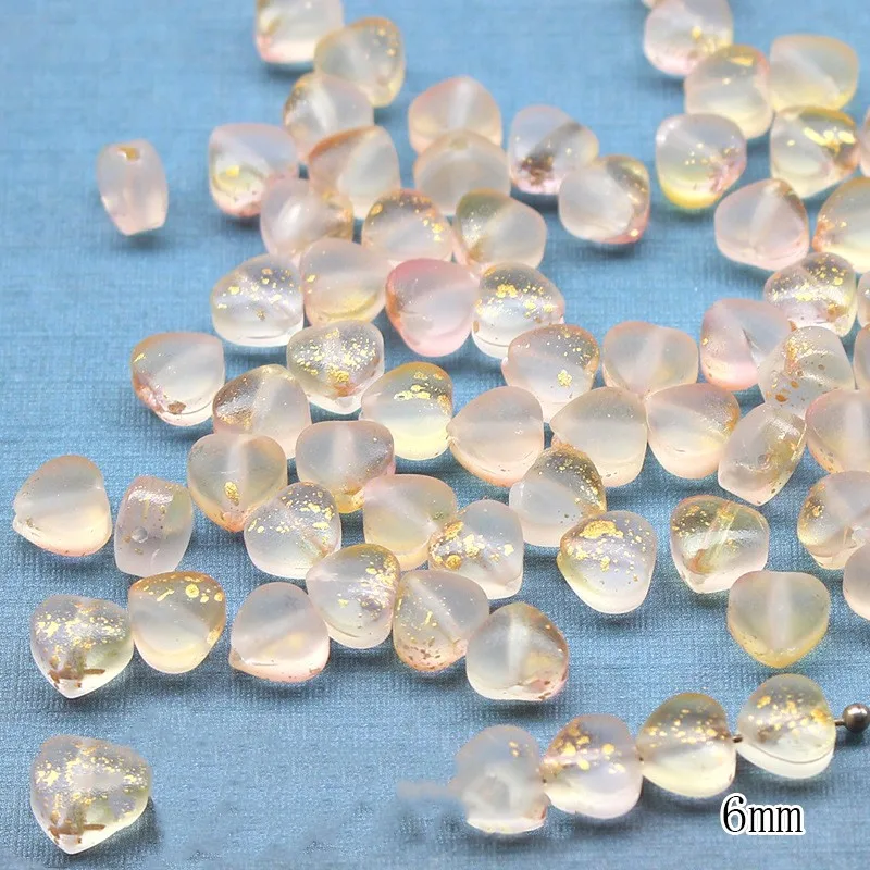 6mm 20pcs Vertical Hole Peach Heart DIY Handmade Small Bead Tassel Bracelet Necklace Accessories