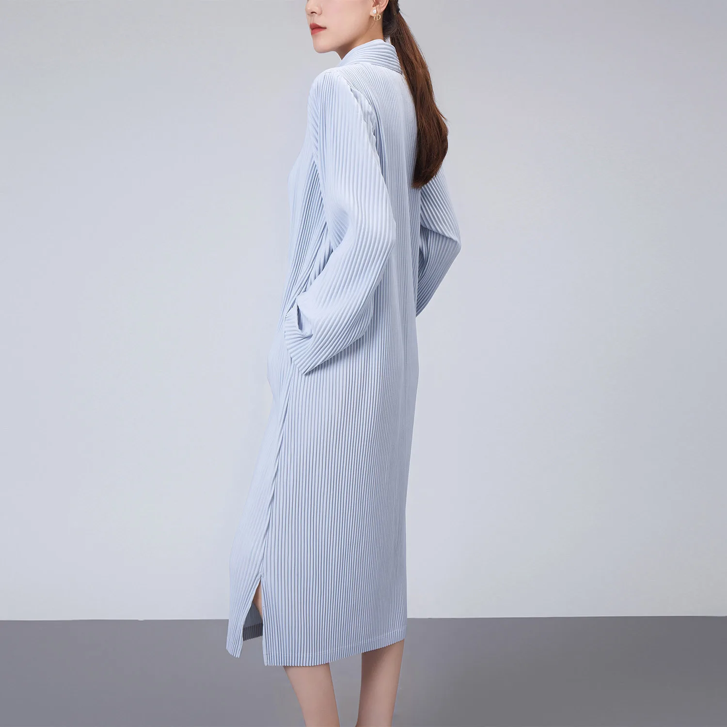 Miyake Pleated Spring and Autumn Season Long Dress for Women's Loose and Simple Casual Style Design Sense Shirt Skirt