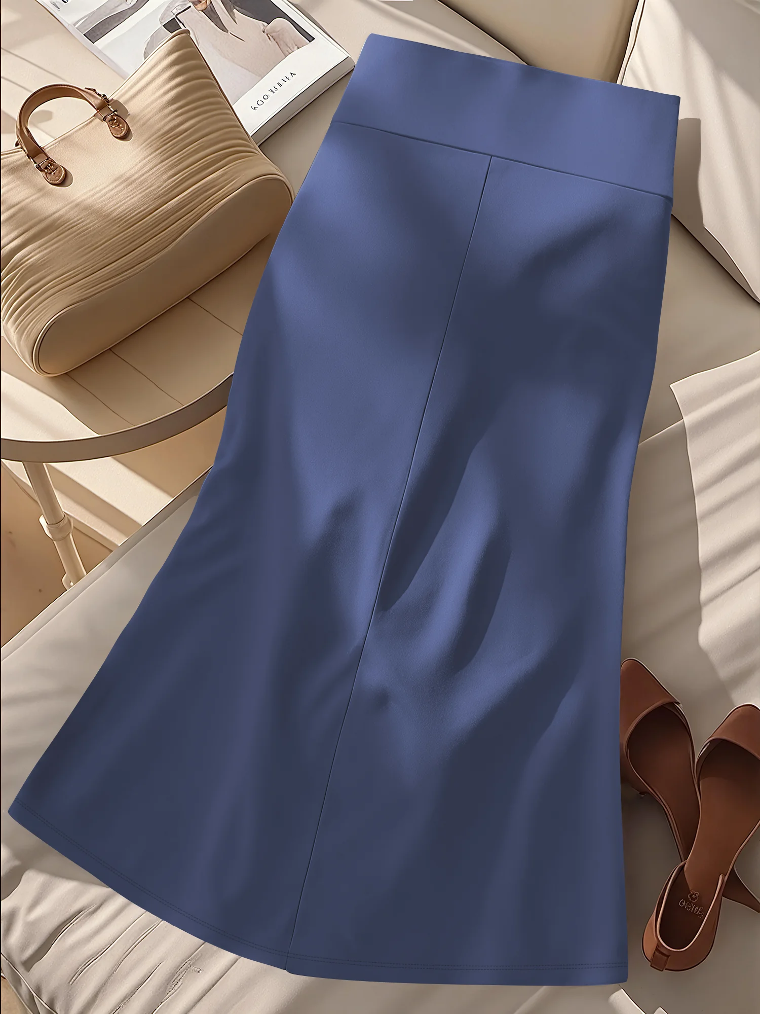 Polished A-Line Long Skirt, Premium Smooth Material, Client Appointments & Office Brunch Wear