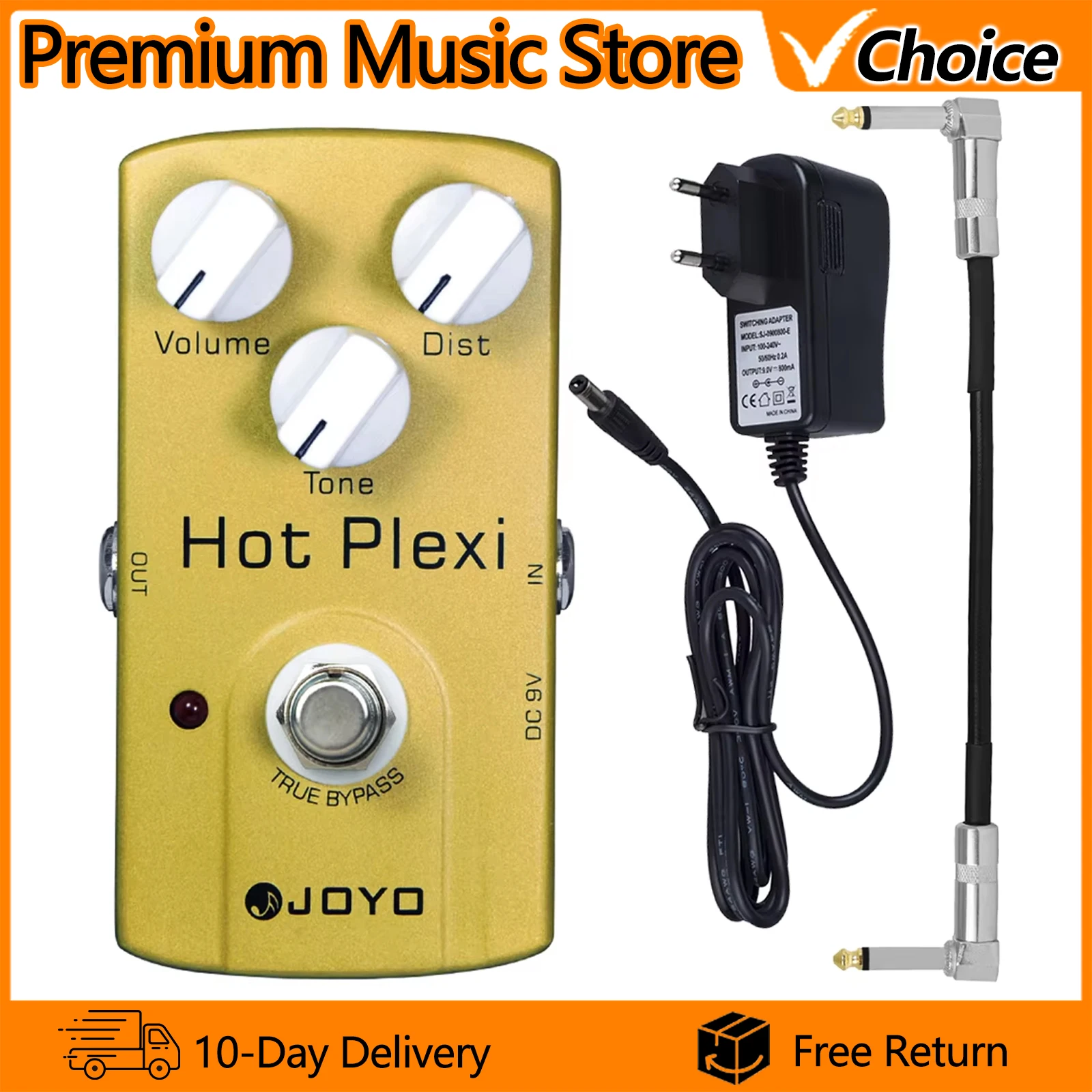 JOYO Guitar Pedal JF-32 Hot Plexi Distortion Effect Pedal Strong Distortion Output Guitar Amplifier Simulation Pedal True Bypass