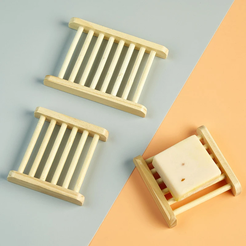 Wooden Soap Dishes Tray Bathroom Soap Holder Portable Shower Soap Dish Storage Tray Bathroom Countertop Soap Drain Rack view 2