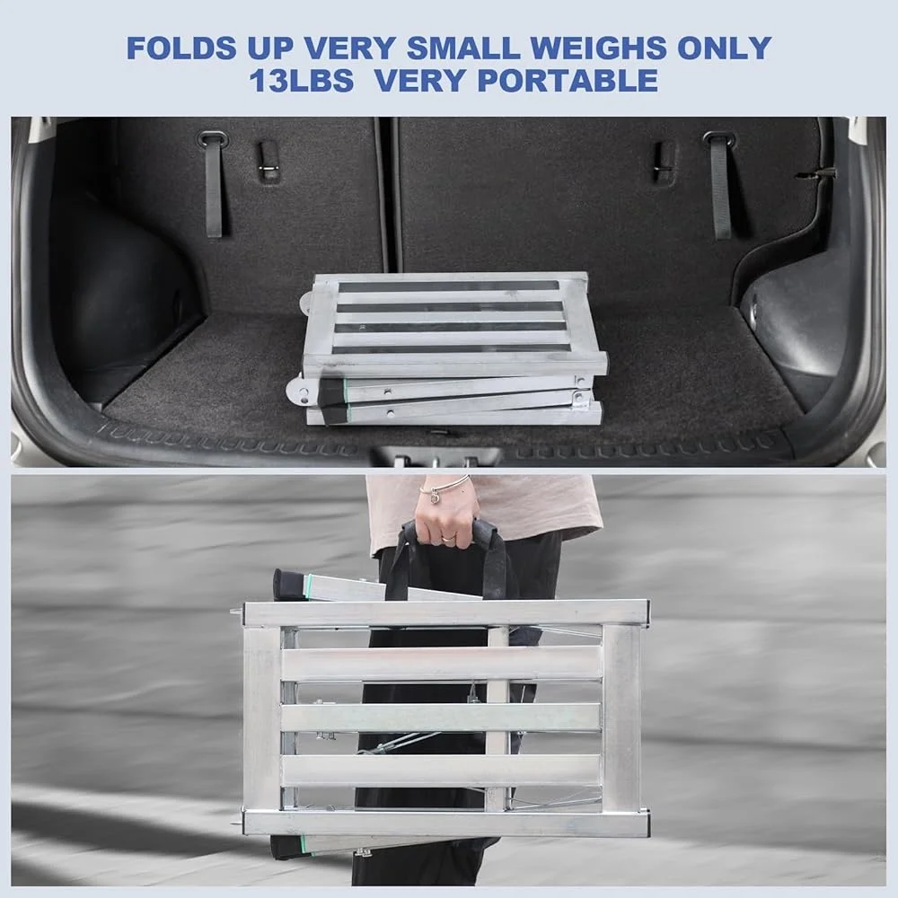 Plataforma de andaime dobrável ajustável, escada de aço portátil, classificação de trabalho de 400lbs, suporte de trabalho de limpeza rv, design antiderrapante