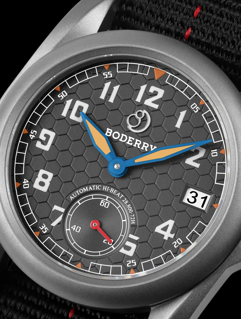BODERRY ساعة أوتوماتيكية للرجال 40 مللي متر الطيار الميكانيكية ساعة اليد التيتانيوم 10ATM مقاوم للماء الياقوت مضيئة HZ8240 #3