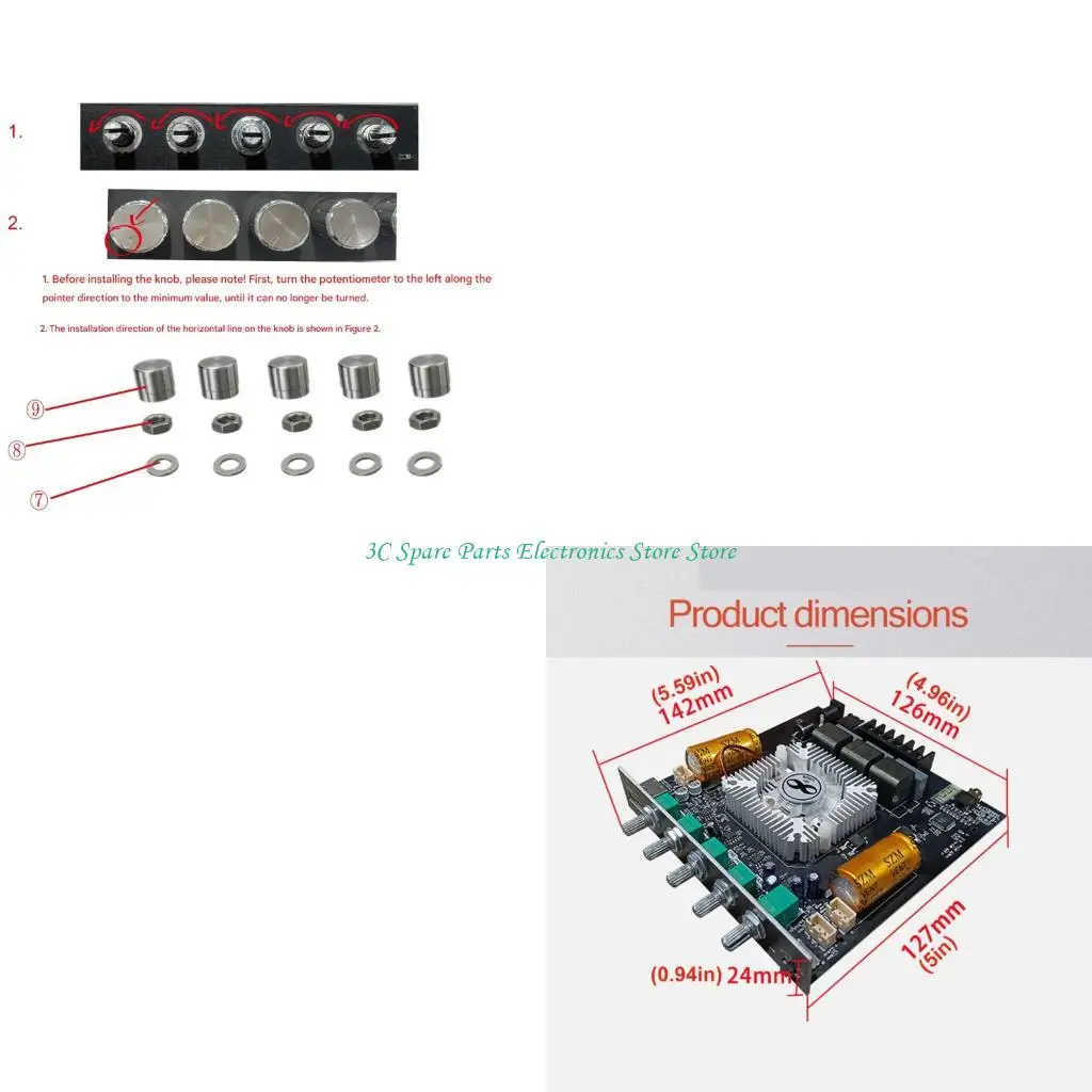 SZ 160Wx2+220W Bluetooth-compatible 2.1 Channel Digital Power Sound Amplifier Board TDA7498ETR Chip Power Amplifier Module