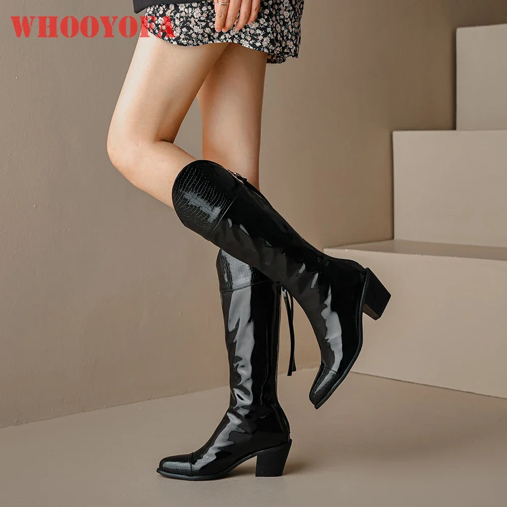

Winter Sweet Black White Women Mid Calf Riding Boots Sexy Round Toe High Heel Lady Shoes Plus Big Size 11 43 46 48