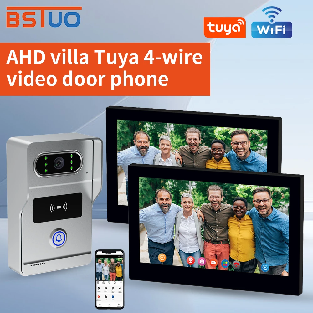 Tuya 7Inch Video DoorPhone Intercom System RFID Doorbell with Camera Monitor Talk App Unlock HD Night Vision for Villa Apartment