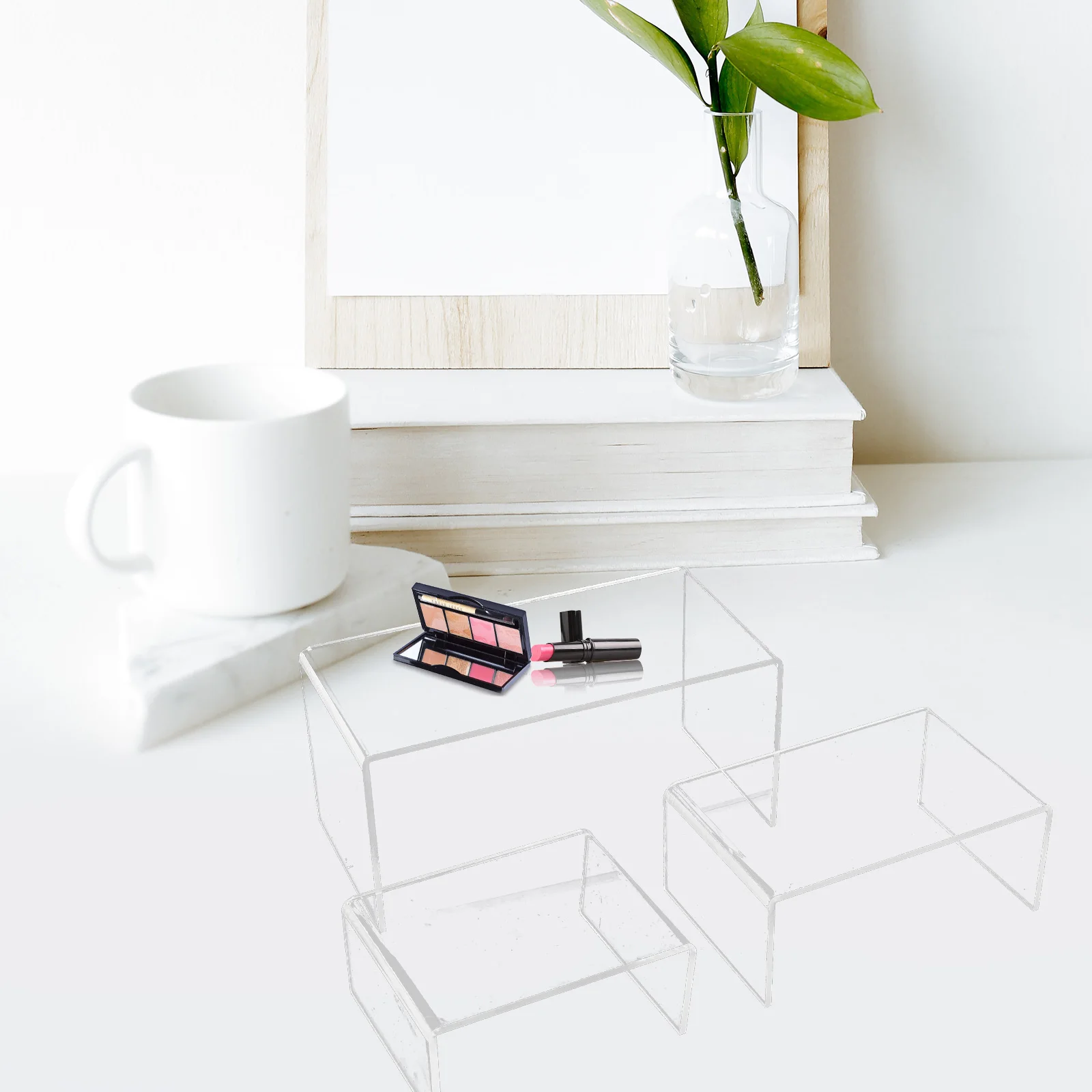 

3 Pcs Storage Booth Stepped Jewelry Stand Display Cosmetics Shelf Tray Sunglasses Small