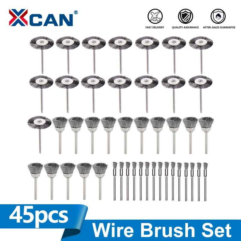 XCAN 45pcs Steel Wire Wheel Cup Brush Set for Polishing Dremel Rotary Tools Metal Rust Removal Brush Set