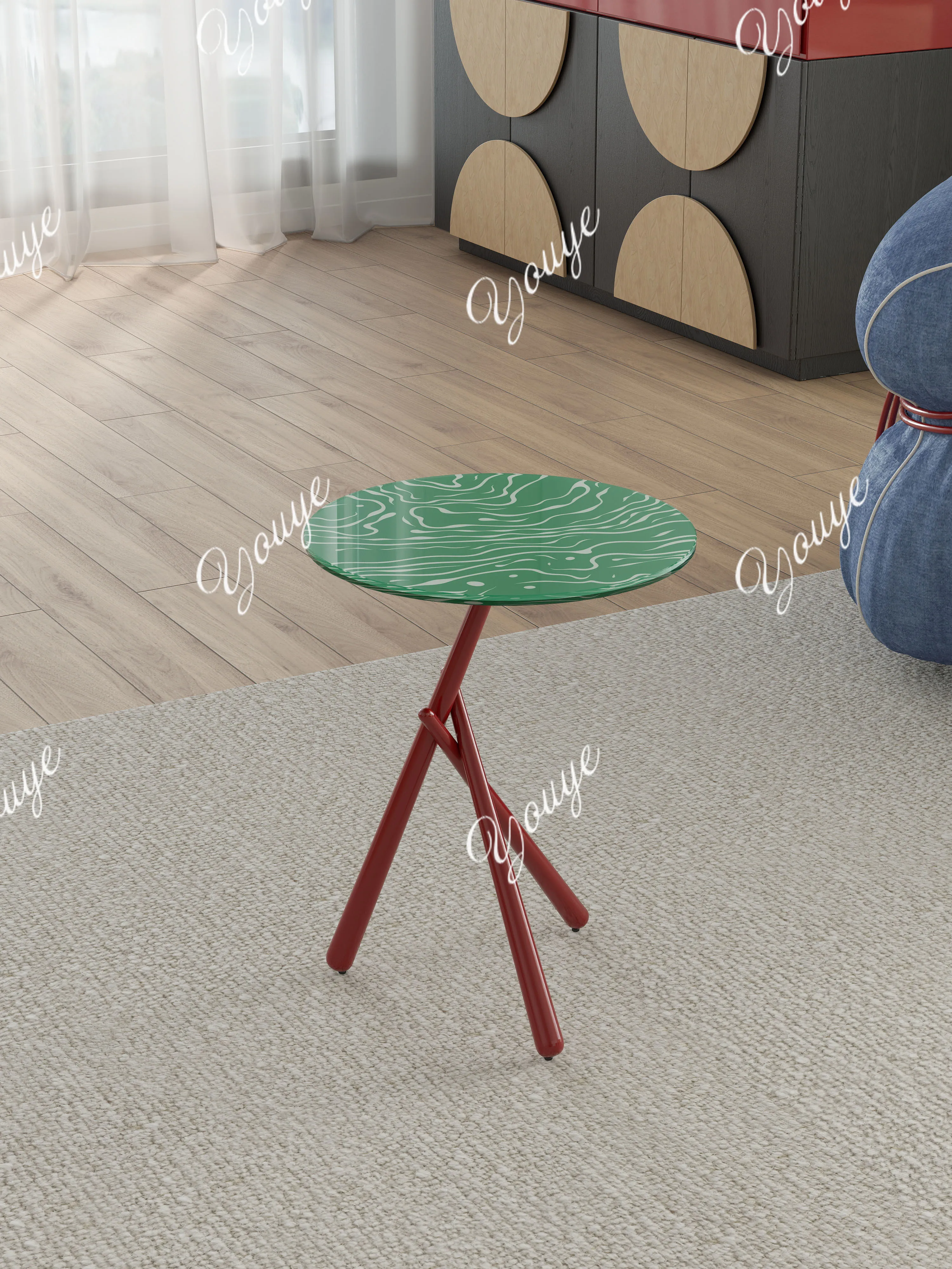 

Designer light luxury living room home Italian minimalist high-end creative sofa glass edge few