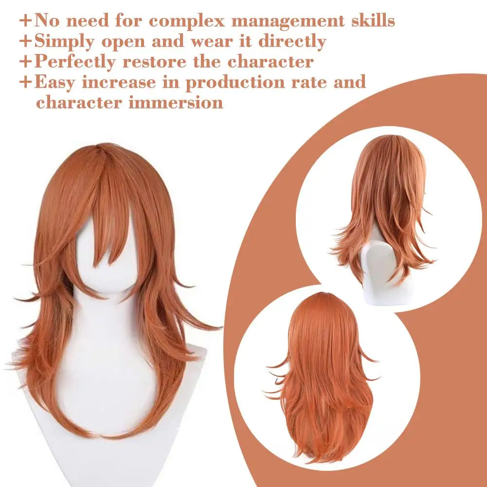 Angel Devil for Chainsaw Man Bangs Long Orange Brown Cosplay Wigs Halloween Costume Party AdultHair Wig Angel Devil Cosplay Wigs