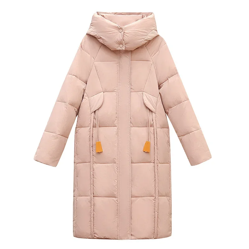 2025 Winter Women's New Long Over-the-knee Cotton Jacket Female Hooded Thicken Warm Parkas Coats Women's Padded Jacket 2025
