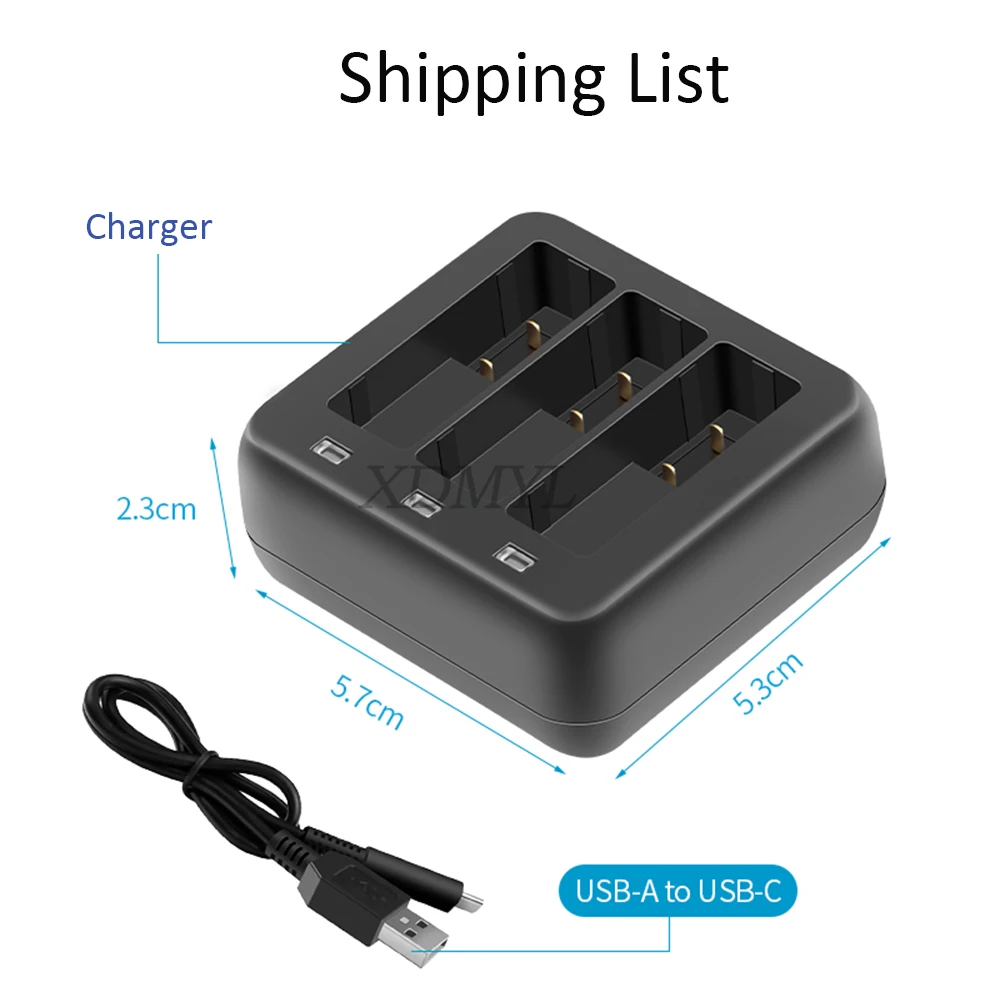 Dock di ricarica a LED supporto per indicatore di ricarica batteria Hub per caricabatterie USB veloce per DJI Action 4/Action 3 accessori per fotocamere sportive