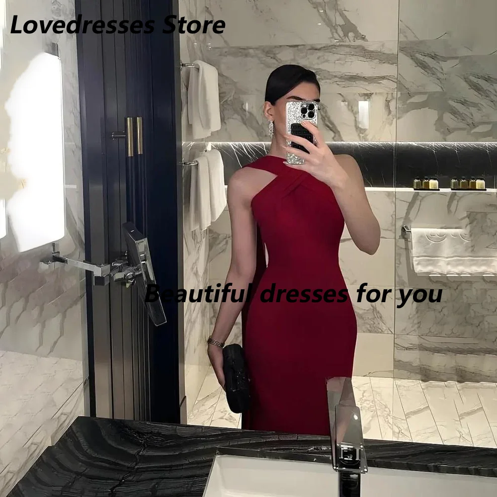 Vestido de noite vermelho para mulher halter sem mangas sereia vestidos de noite longos até o chão vestidos de festa formais personalizados