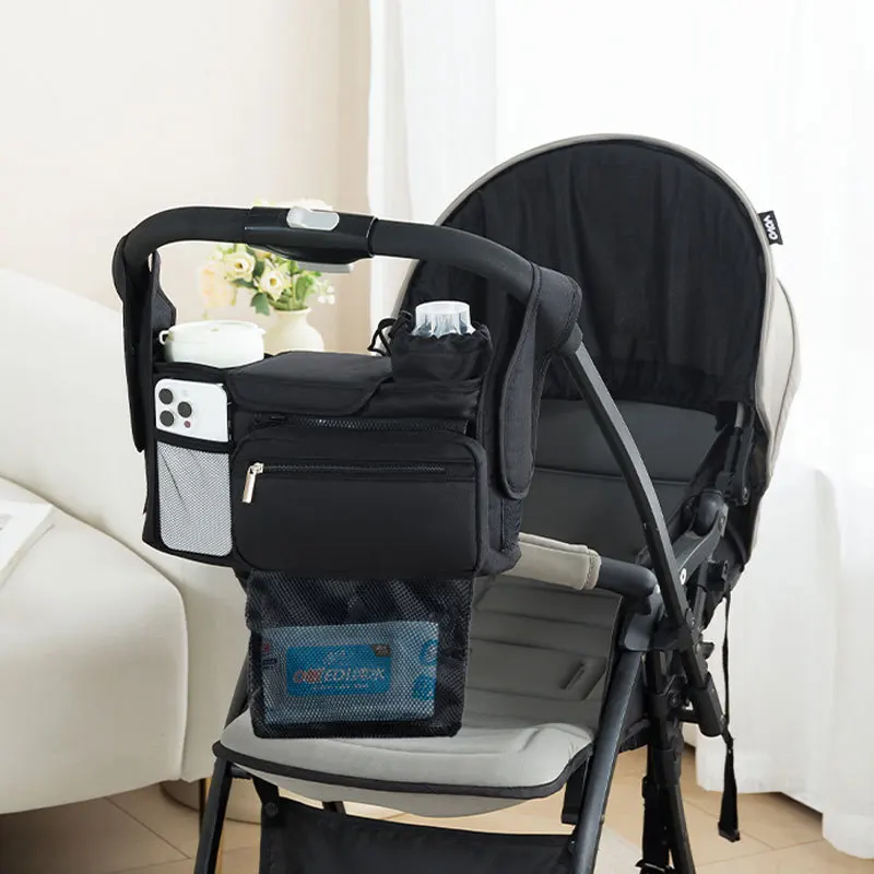 

Portable Diaper Bag Compatible with Stroller Black Waterproof Storage Bag Gifts Mommy Storage Bag for Doona Stroller Accessories