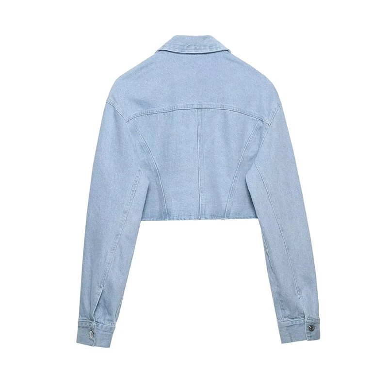 KEYANKETIAN New Women Asymmetrical Crop Denim shirt Street style Single Breasted Long Sleeve Loose High Waist Blouse Midriff Top