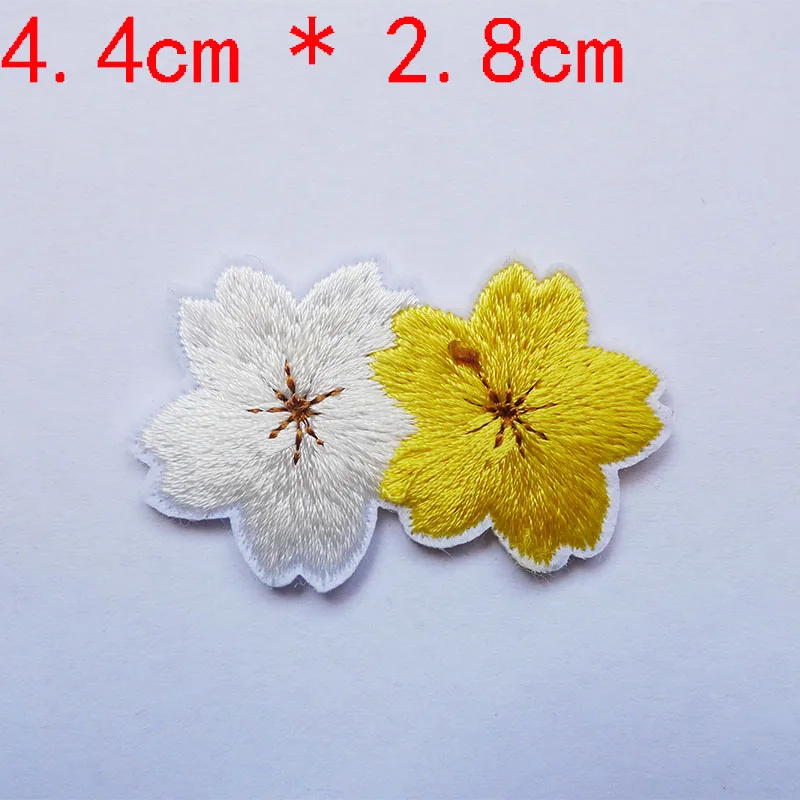 10 Pcs Colorful Cute Cherry Blossoms Patches Clothes Dress Embroidery Applique Sewing Supplies Decorative Pink Green Blue Red
