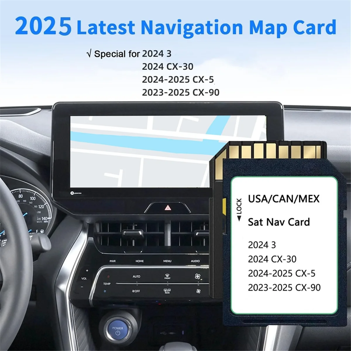 2025 + خريطة بطاقة SD للملاحة KMV66 EZ1B المحدثة لـ -5(2024-2025)، -30/موديل 3(2024)، -90(2023-2025) للولايات المتحدة الأمريكية/CAN/MEX #4