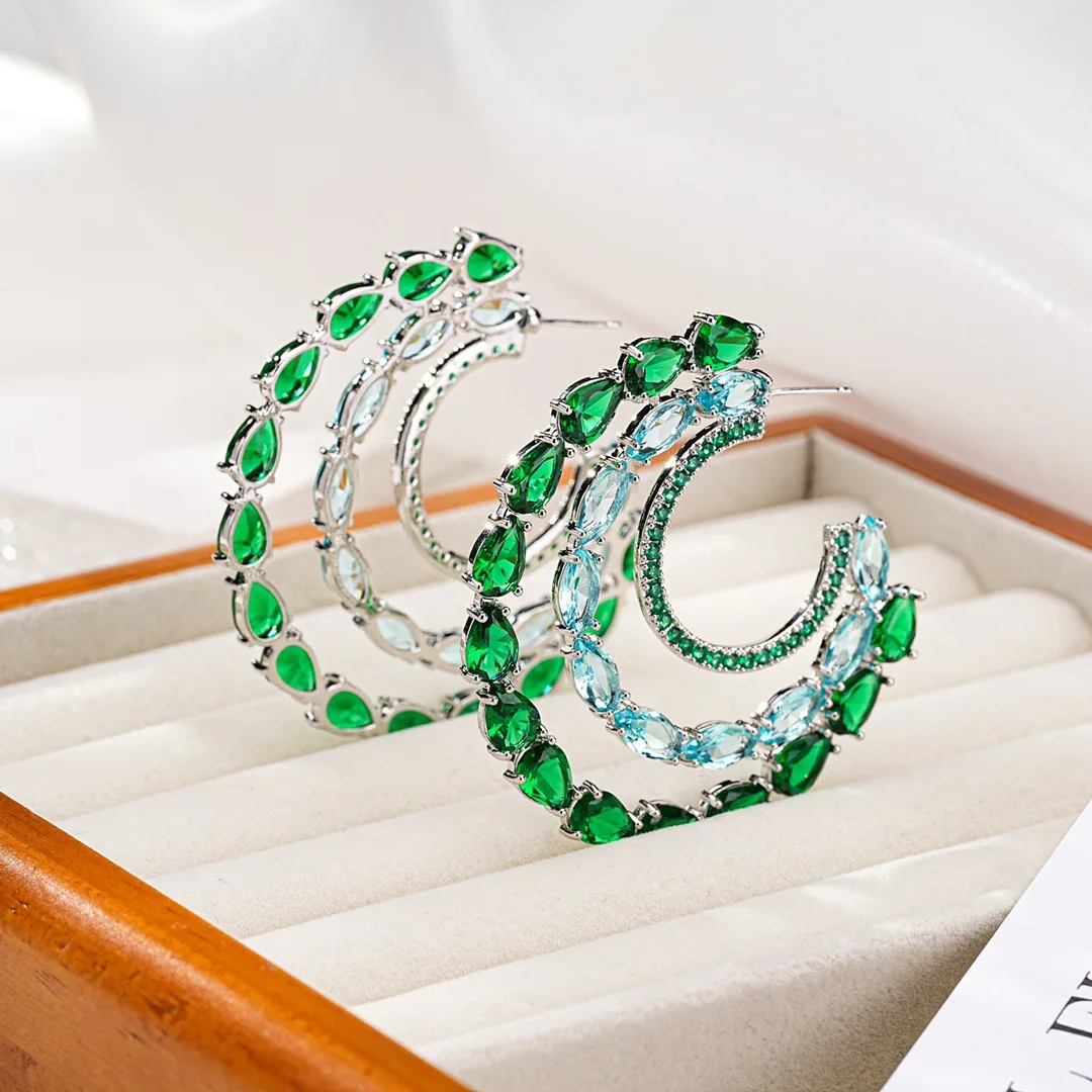 

Bilincolor C-shaped Colored Zircon Earrings For Women