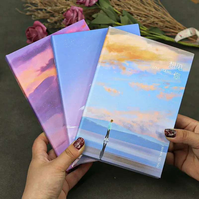 New A5 Cute Hardcover Notepad Diary Planner Hand Book Creative Student Colorful Inner Page Illustration Notebook Gift