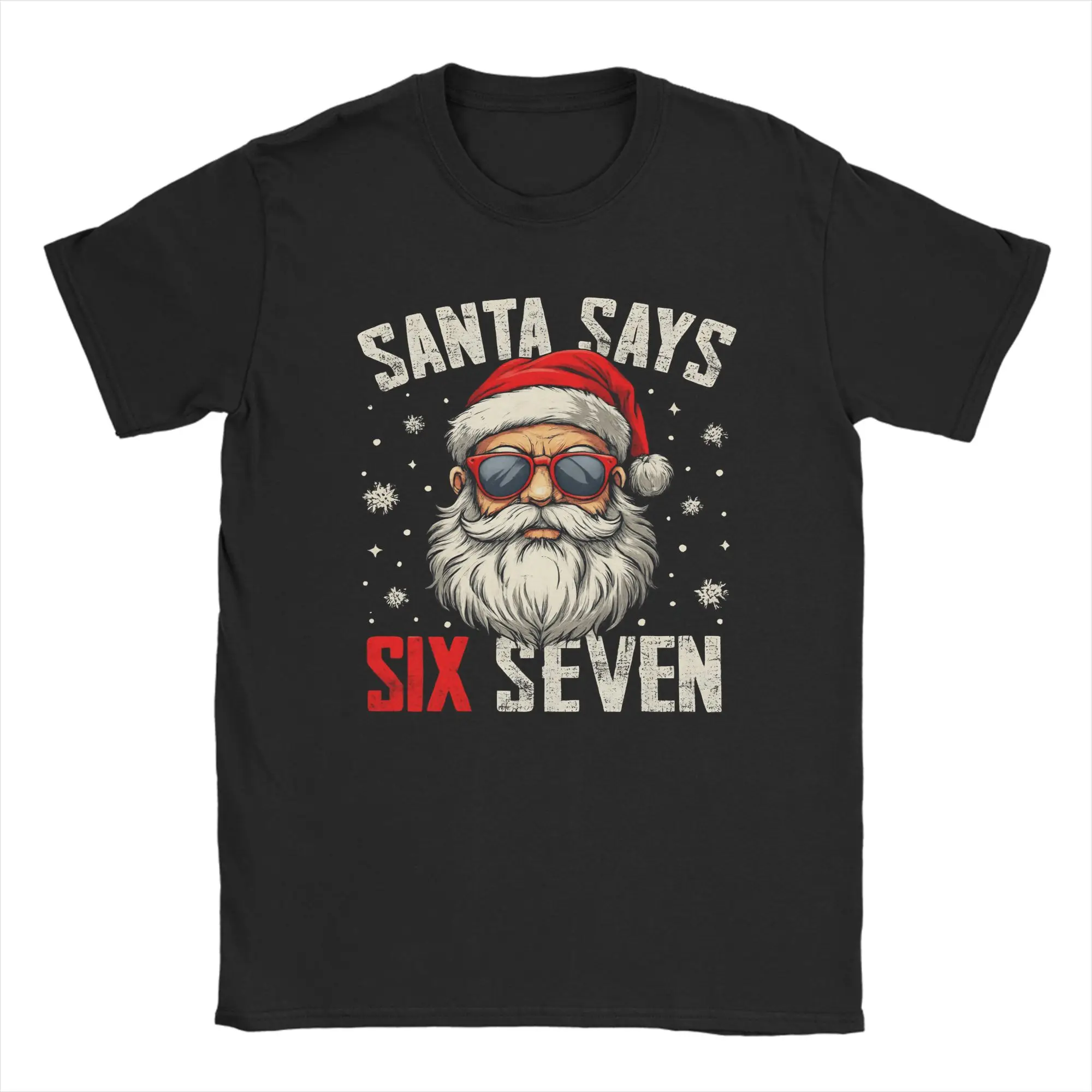 Camiseta navideña de Humor Santa Days Six Seven 67 para hombre, camisetas Vintage de algodón puro, Camiseta de manga corta con cuello redondo, Tops estampados