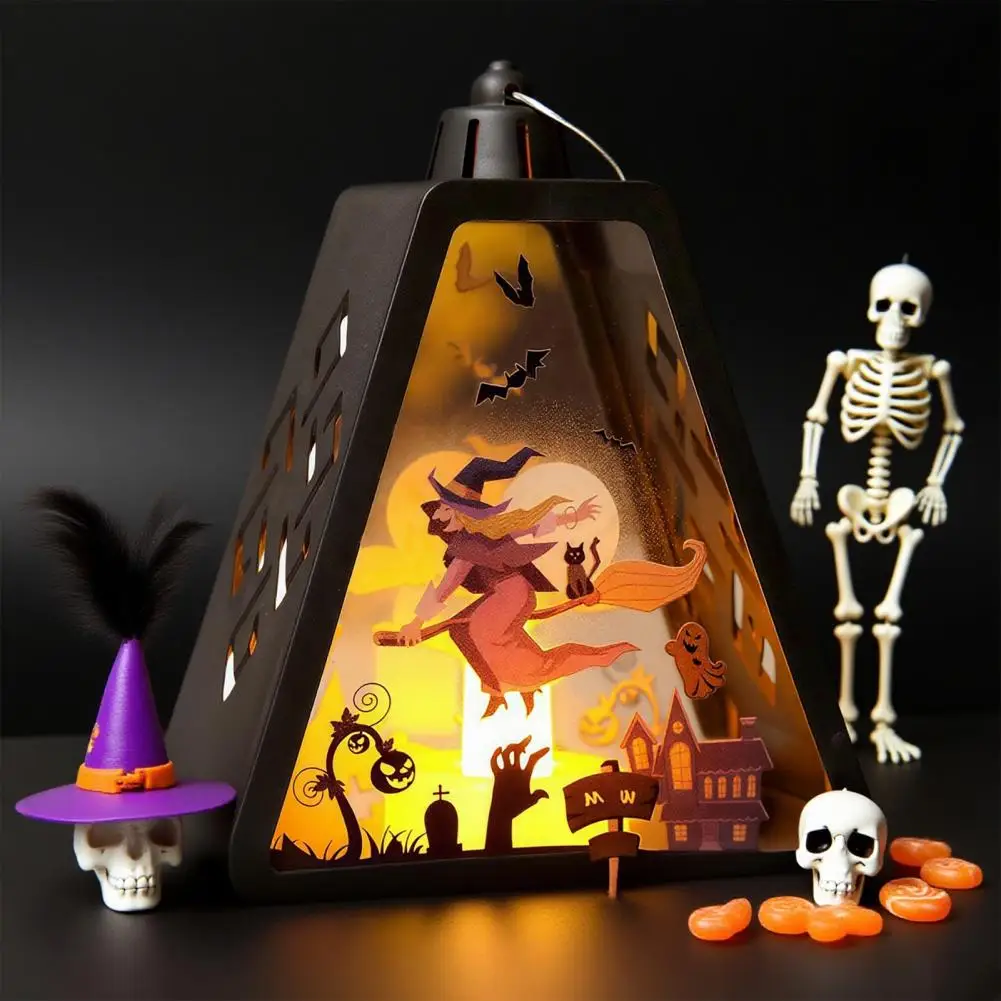 Halloween Lantern Lights Witch Pumpkin Castle Lantern Lamp Ornament Decorations Centerpieces For Yard Garden Camping Porch