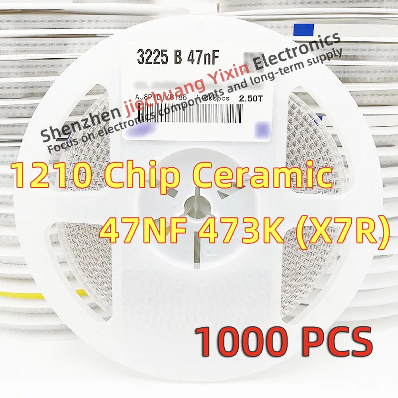 Chip Ceramic Capacitor 1210 47NF 50V 100V 250V 500V 630V 473K 10% accuracy X7R material 3225 Capacitance 1000pcs